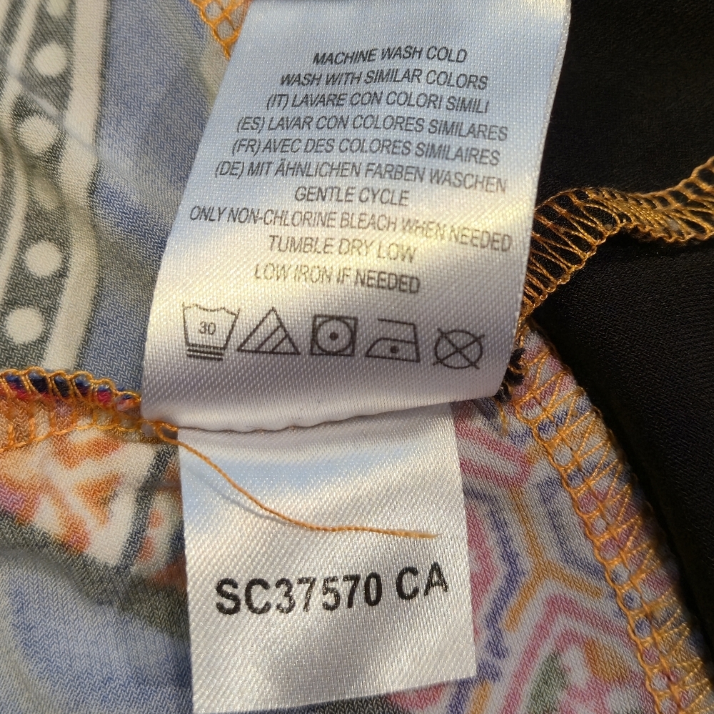 Nina Leonard XL Sleeveless Geometric Print Tank Top Blue Orange Matte Jersey EUC - Picture 10 of 10